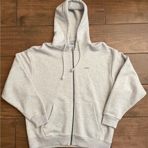 Classic Light Gray Zip-Up Hoodie Sweatshirt - Unknown Brand